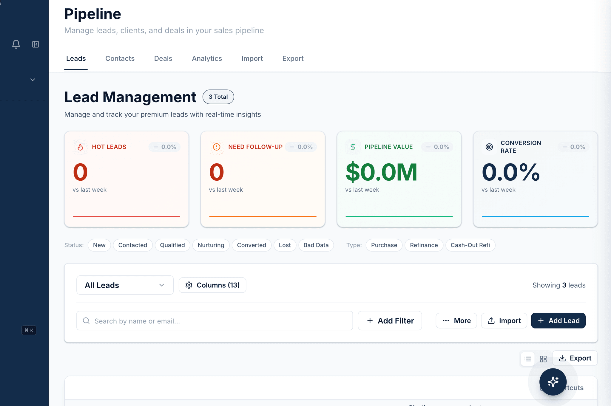 ChosenCRM Pipeline — Kanban board with real-time deal values and AI alerts