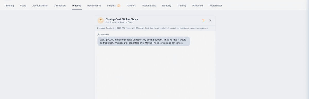 ChosenCRM Role-Play Partner — AI-powered sales call practice for loan officers